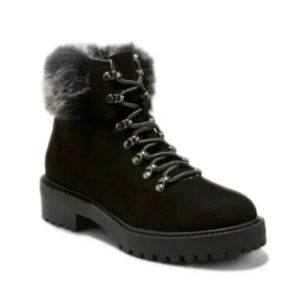 Merona Black Faux Fur Tipped Boots Size‎ 8